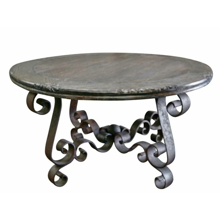 Casa Bonita Peruvian Hand-Painted  Carved Wood and Hand Forged Iron Fortaleza 60” Round Dining Table