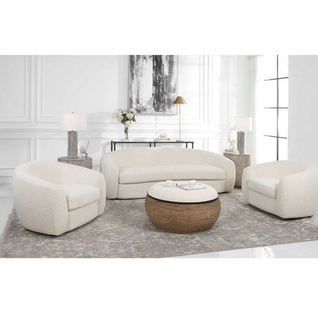 Uttermost Capra Luxe Off-White Faux Shearling Curved Sofa