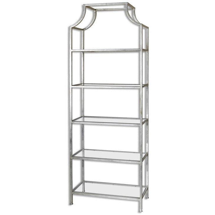 Uttermost Aurelie Silver Leaf Contemporary Etagere Bookcase