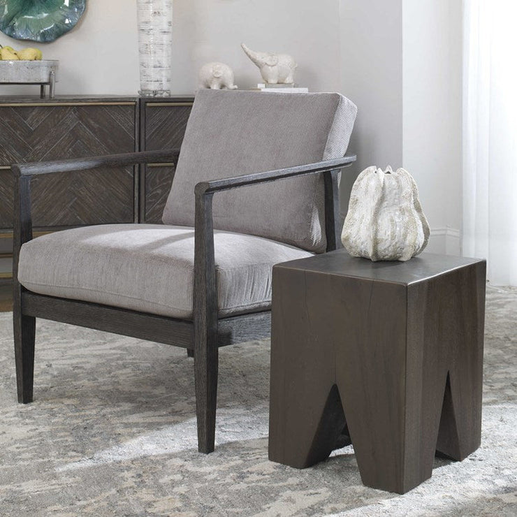 Uttermost Armin Dark Gray Wood Accent Stool