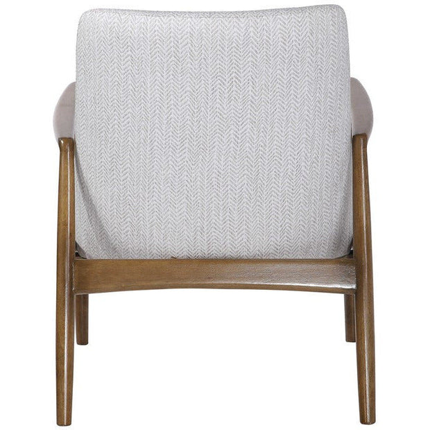 Uttermost Bev Taupe & White Chevron Performance Fabric Scandinavian Wood Accent Chair