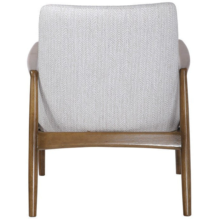 Uttermost Bev Taupe & White Chevron Performance Fabric Scandinavian Wood Accent Chair