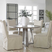 Uttermost Delroy Stone Ivory Nubuck Leather Slipcover Dining Chairs Set of 2