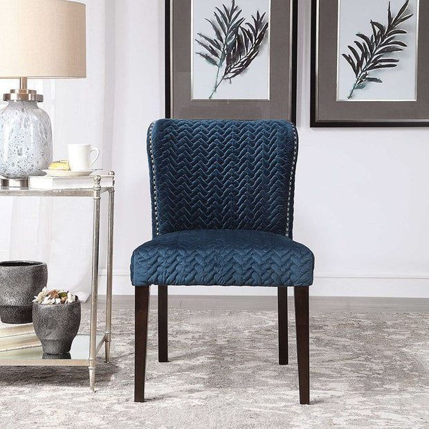 Uttermost Miri Blue Velvet Accent Chairs Set of 2