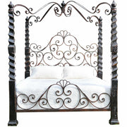 Casa Bonita Peruvian Hand-Painted Carved Wood and Hand Forged Iron Bella King Size Bed
