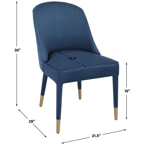 Uttermost Brie Sapphire Blue Velvet Modern Dining Chairs Set of 2
