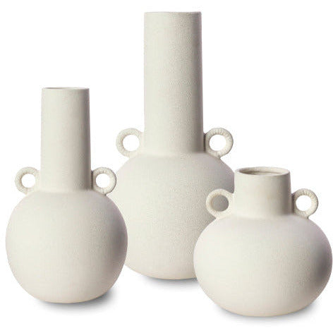 Surya Acanceh Collection Set of 3 Modern White Ceramic Vases CCH-002