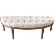Uttermost Leggett Off White Linen Fabric Cushion Curved Wood Bench