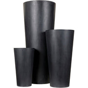 Surya Seastone Collection Modern Set of 3 Brushed Matte Black Concrete Outdoor Floor Vases SST-001