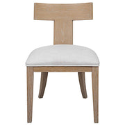 Uttermost Idris White Slubbed Performance Fabric Natural Wood Modern Dining Chair