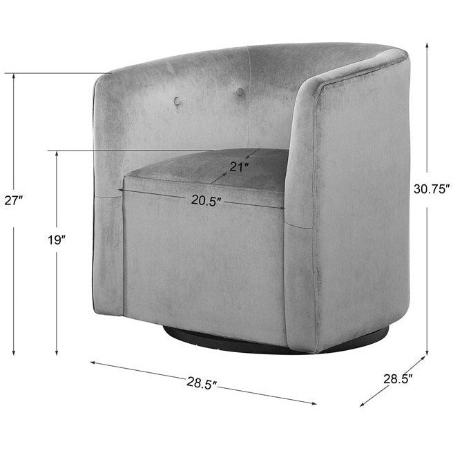 Uttermost Mallorie Ink Blue Velvet Barrel Swivel Chair