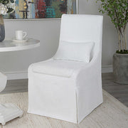 Uttermost Coley White Linen Performance Fabric Slipcovered Armless Chair With Pillow