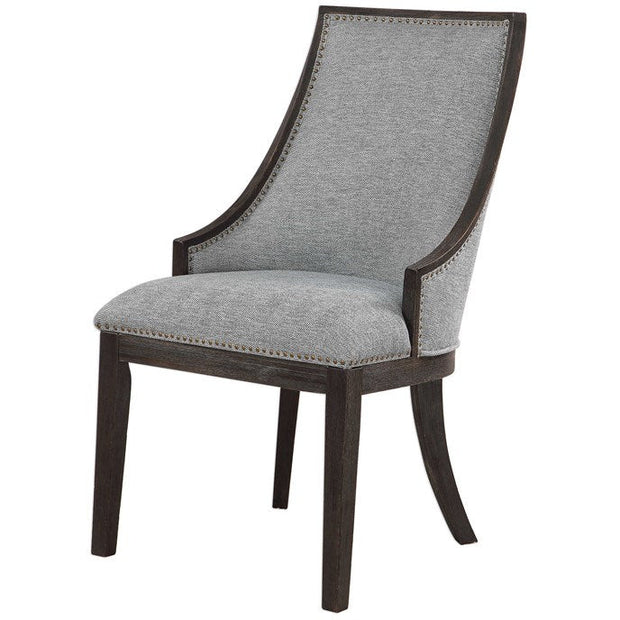 Uttermost Janis Light Denim Woven Fabric Curved Back Accent Chair