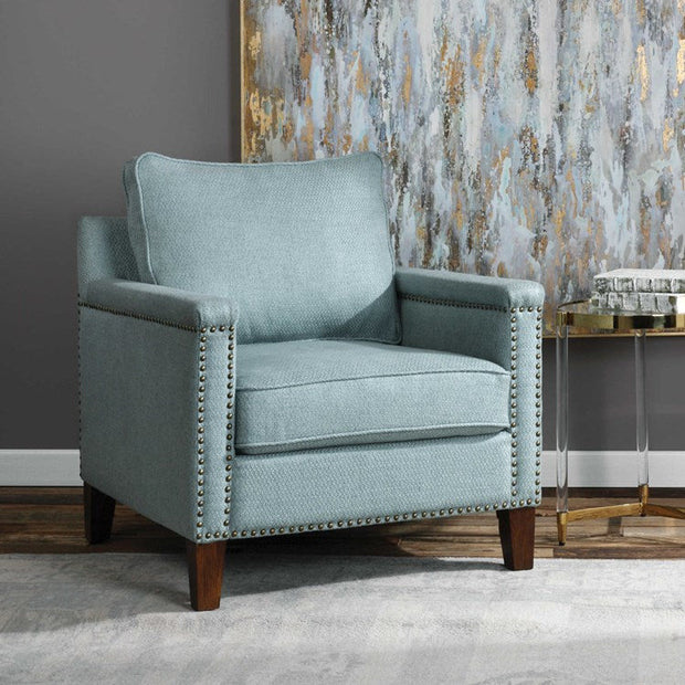 Uttermost Charlotte Sea Mist Woven Fabric Club Chair