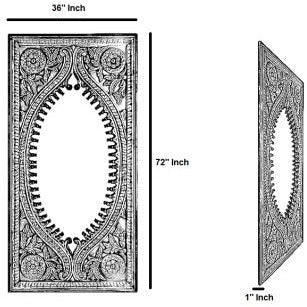 Surya Wall Decor & Mirrors Jodhpur Modern Large Wall Mirror Aged White Carved Wood Finish JOD-001