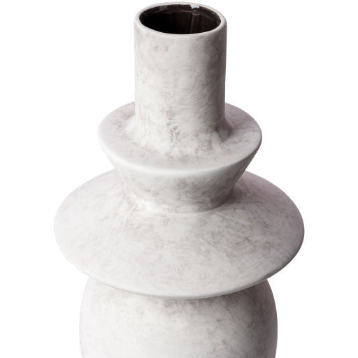 Surya Yagya Collection Modern Brushed Matte White Ceramic Vase YAG-003