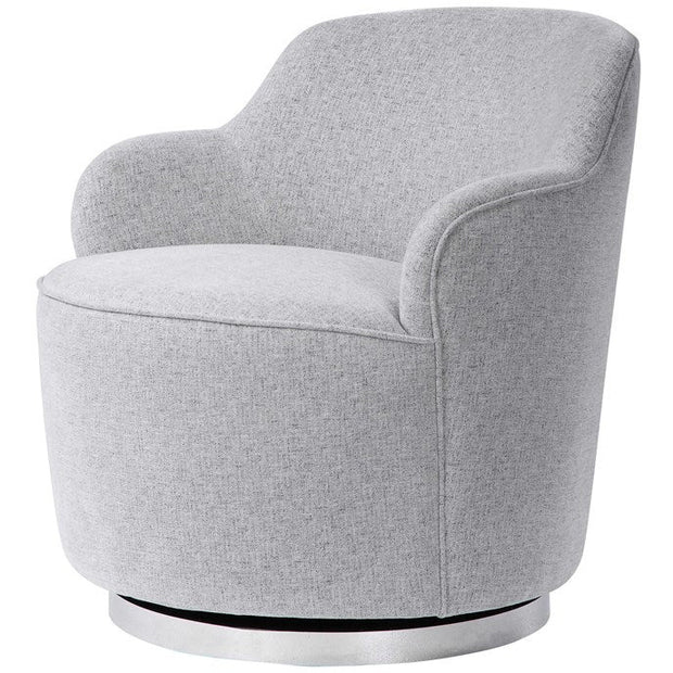Uttermost Hobart Stone Linen Swivel Chair With Stainless Steel Base