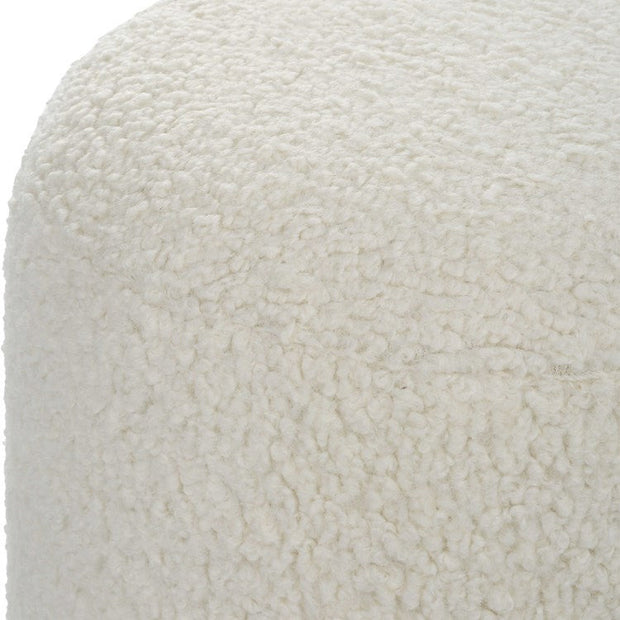 Uttermost Arles White Faux Shearling Round Ottoman