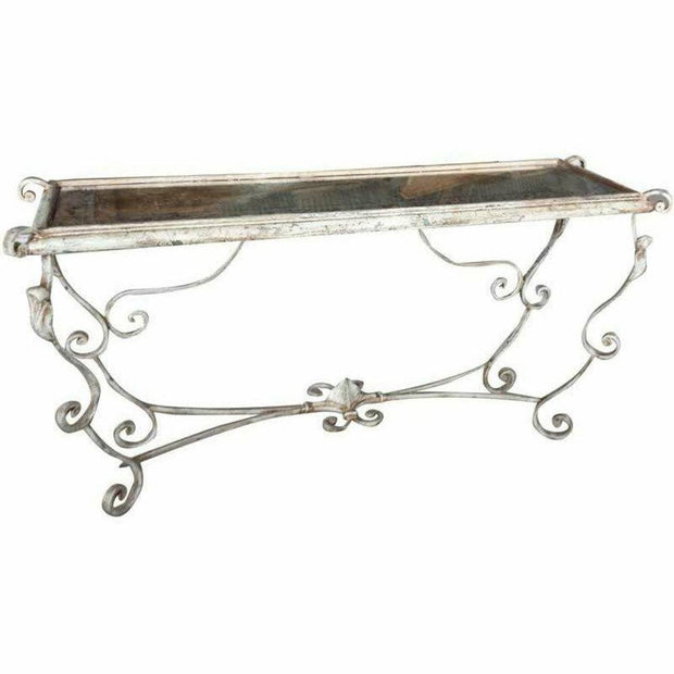 Casa Bonita Peruvian Hand-Painted Carved Wood and Hand Forged Iron Murano Console Table