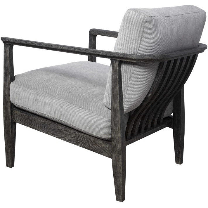 Uttermost Brunei Steel Gray Fabric Dark Ebony Wood Modern Accent Chair