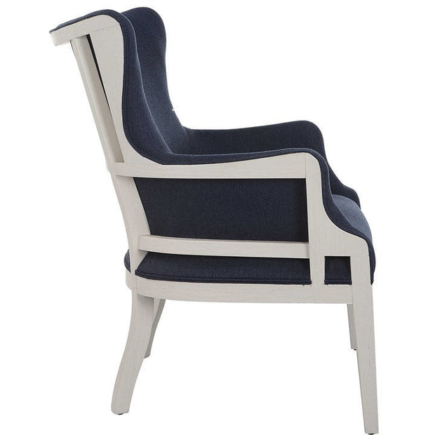 Uttermost Gordonston Regatta Blue Fabric White Wood Accent Armchair