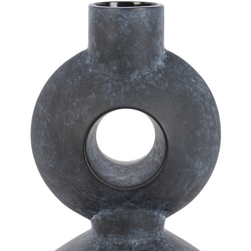 Surya Yagya Collection Modern Brushed Matte Black Ceramic Vase YAG-006