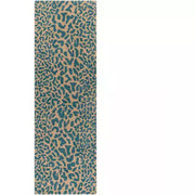 Surya Rugs Athena Collection Deep Teal & Light Brown Leopard Animal Print Area Rug ATH-5120