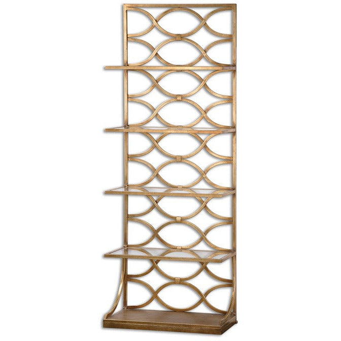 Uttermost Lashaya Gold Leaf Iron Etagere Bookcase