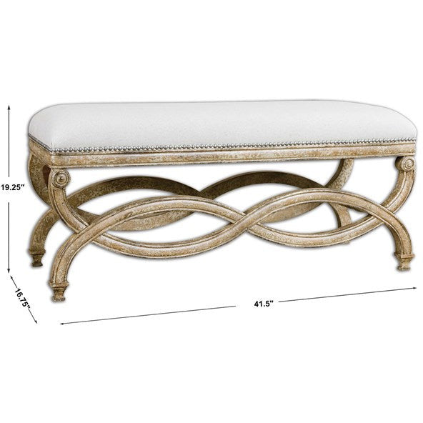 Uttermost Karline Linen Performance Fabric Seat Wood Bench