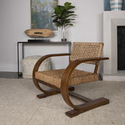 Uttermost Rehema Modern Bohemian Natural Woven Seat with Curved Wood Frame Accent Armchair