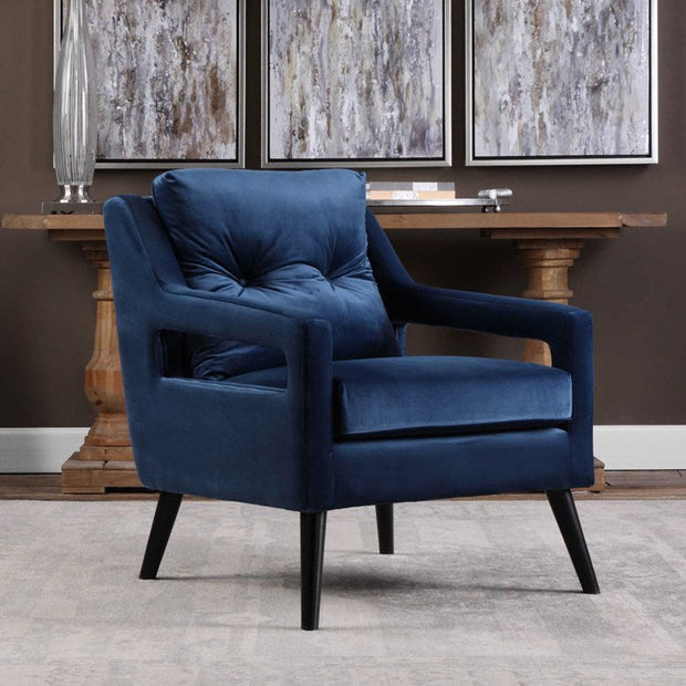 Uttermost O’Brian Ink Blue Velvet Contemporary Armchair