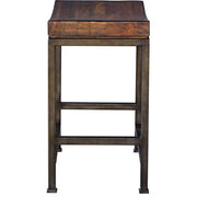 Uttermost Beck Dark Walnut Wood Counter Stool With Industrial Iron Base
