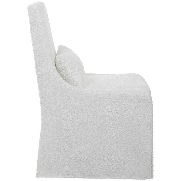 Uttermost Coley White Linen Performance Fabric Slipcovered Armless Chair With Pillow