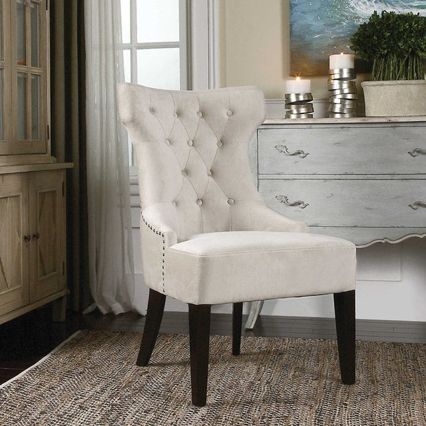 Uttermost Arlette Antique White Velvet Tufted Accent Chair