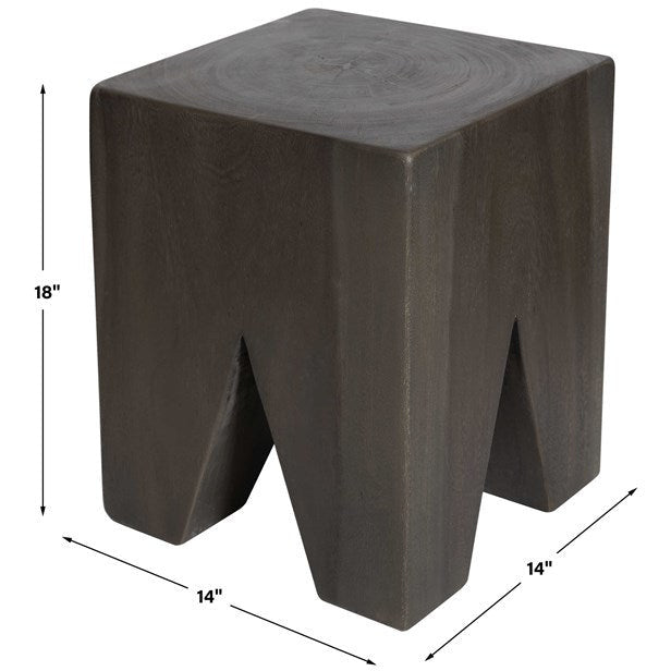 Uttermost Armin Dark Gray Wood Accent Stool