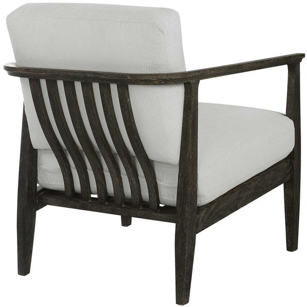 Uttermost Brunei White Fabric Dark Expresso Wood Modern Accent Chair
