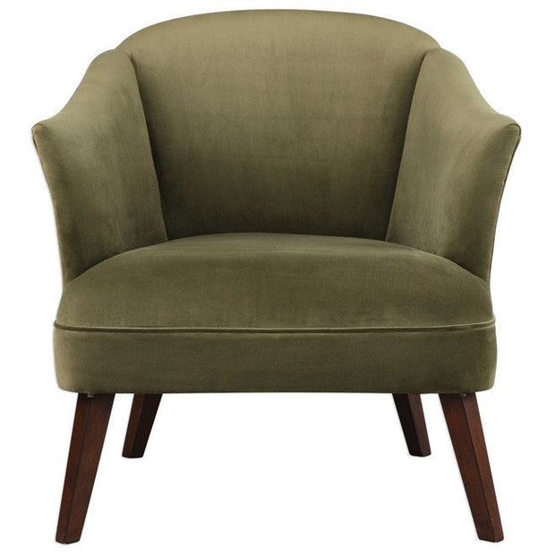Uttermost Conroy Olive Green Velvet Barrel Back Accent Chair