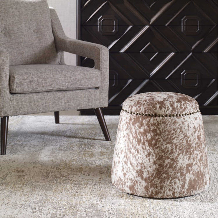 Uttermost Gumdrop Faux Cowhide Round Ottoman