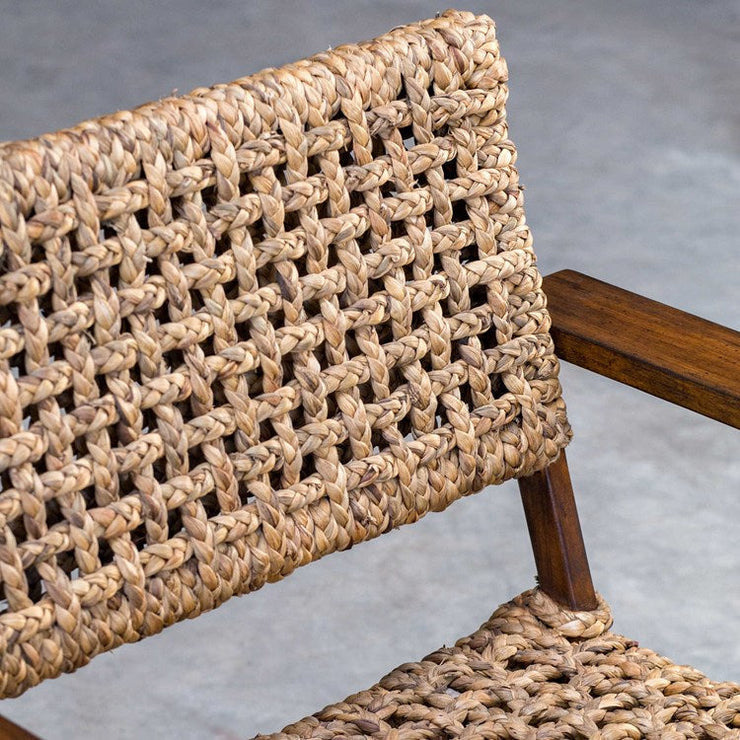Uttermost Rehema Modern Bohemian Natural Woven Seat with Curved Wood Frame Accent Armchair