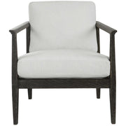 Uttermost Brunei White Fabric Dark Expresso Wood Modern Accent Chair