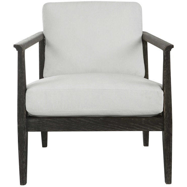 Uttermost Brunei White Fabric Dark Expresso Wood Modern Accent Chair