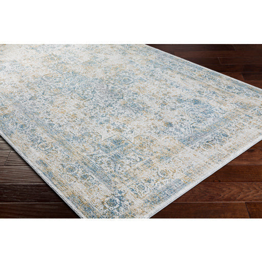 Surya Rugs Carmel Collection Taupe, Blue, Dark Blue, Light Gray, Off White, Mustard & Brown Area Rug CRL-2312