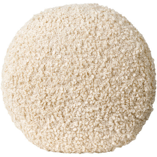 Surya Mohave Modern White Bouclé Round Pouf Ottoman MHPF-002
