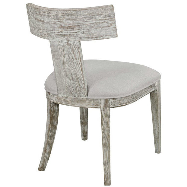 Uttermost Idris White Slubbed Performance Fabric Whitewashed Wood Modern Dining Chair