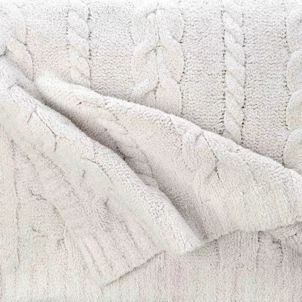 Kashwere Lounge Ultra Soft Wide Cable Cozy Throws Available In Bone