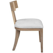 Uttermost Idris White Slubbed Performance Fabric Natural Wood Modern Dining Chair