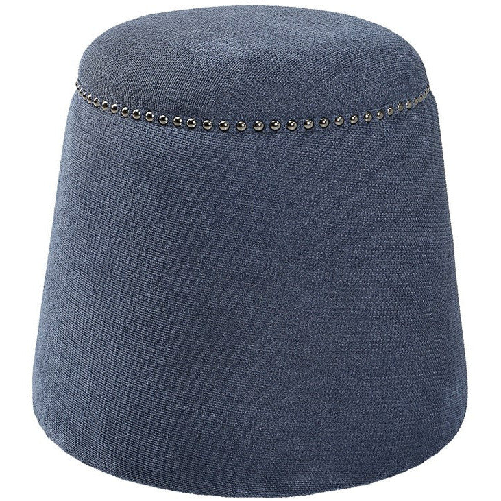 Uttermost Gumdrop Plush Denim Blue Chenille Round Ottoman