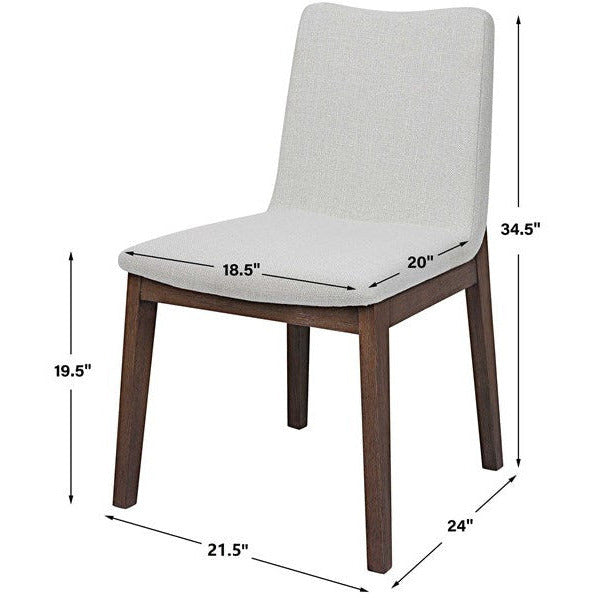 Uttermost Delano Off White Performance Fabric Walnut Finish Wood Dining Chair Set of 2