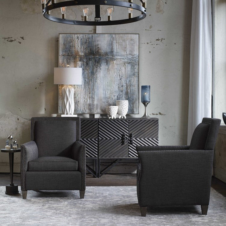 Uttermost Darick Charcoal Gray Linen Modern Club Chair