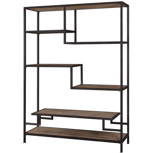 Uttermost Sherwin Reclaimed Pine With Aged Black Iron Etagere Bookcase
